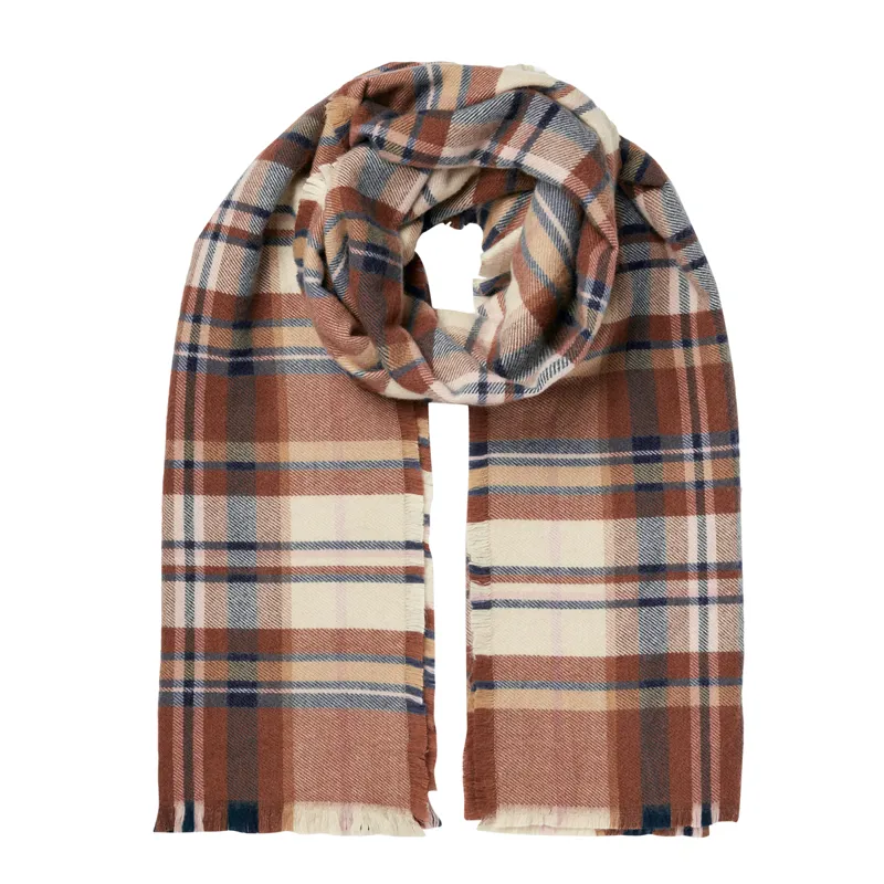 Joules Bracewell Large Check Blanket Scarf - Brown Check